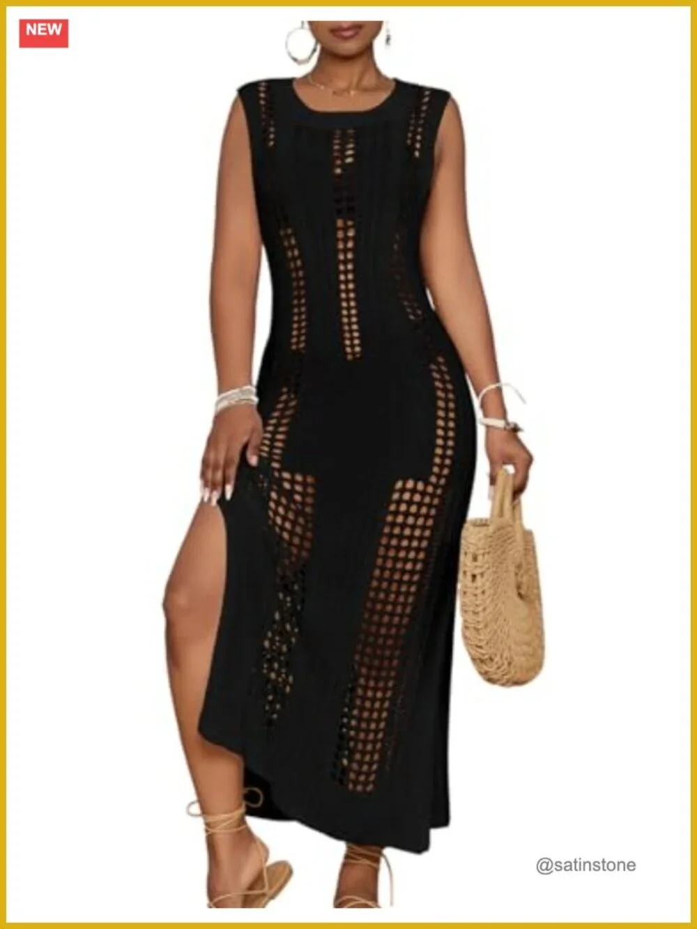Crochet Sleeveless Beach Cover Up Swimsuit Dress